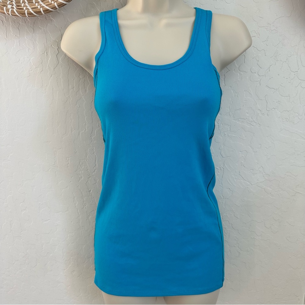 NWT Lucy “Cool It Tank II” Ribbed Tank Top in Blue. Size Medium